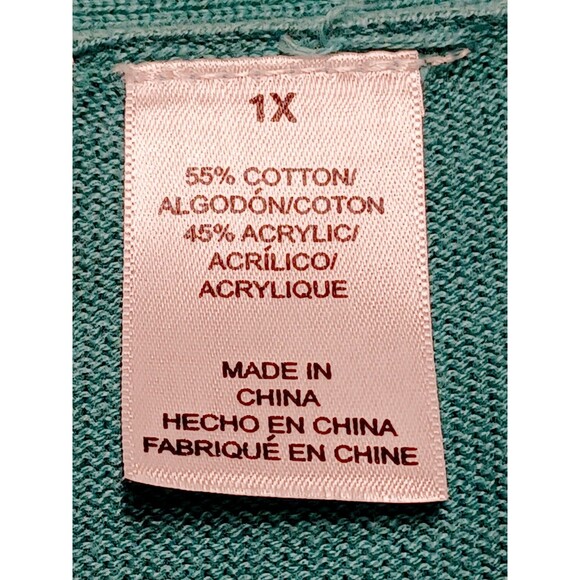 Alfred Dunner Teal Embellished  Cardigan With Attached Shell Women's Size 1X - Picture 4 of 8